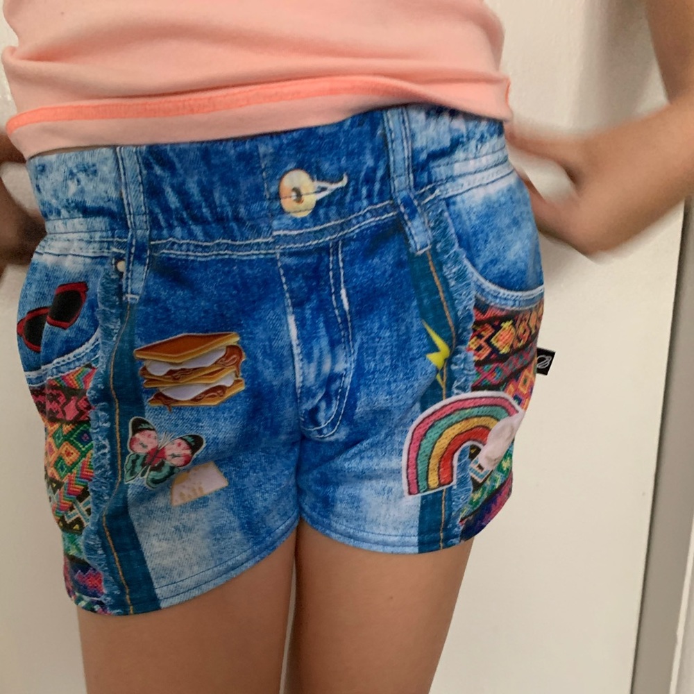 Terez Faux Jean Girls Athletic Shorts Sz L (10-12)